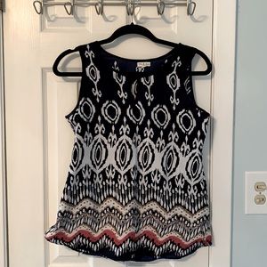 Navy and White Sleeveless Top